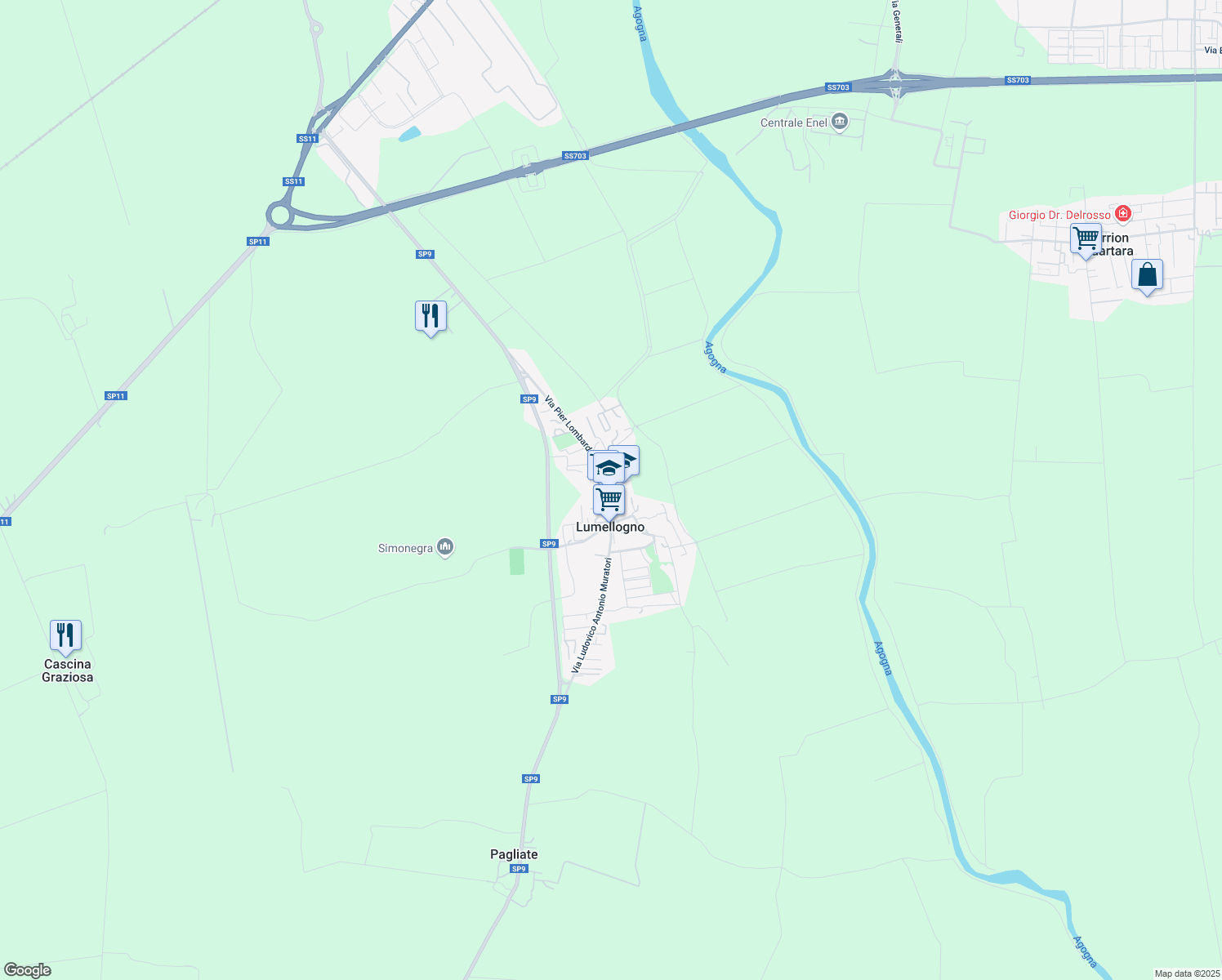 map of restaurants, bars, coffee shops, grocery stores, and more near 1a Via Gaudenzio Bigliani in Lumellogno