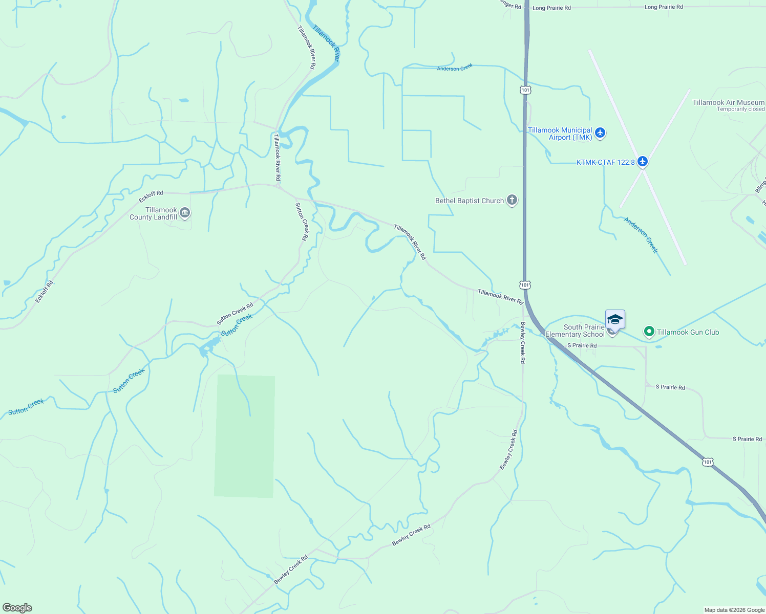 map of restaurants, bars, coffee shops, grocery stores, and more near 6510 Weber Road in Tillamook