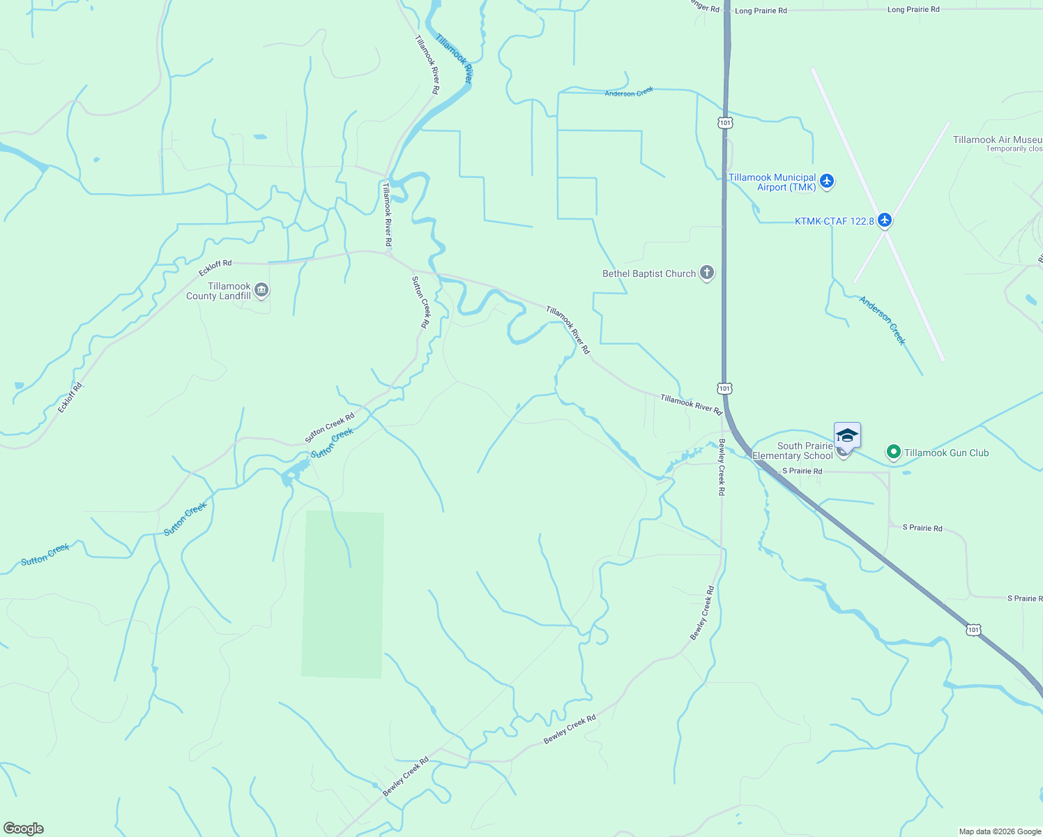 map of restaurants, bars, coffee shops, grocery stores, and more near 6510 Weber Road in Tillamook
