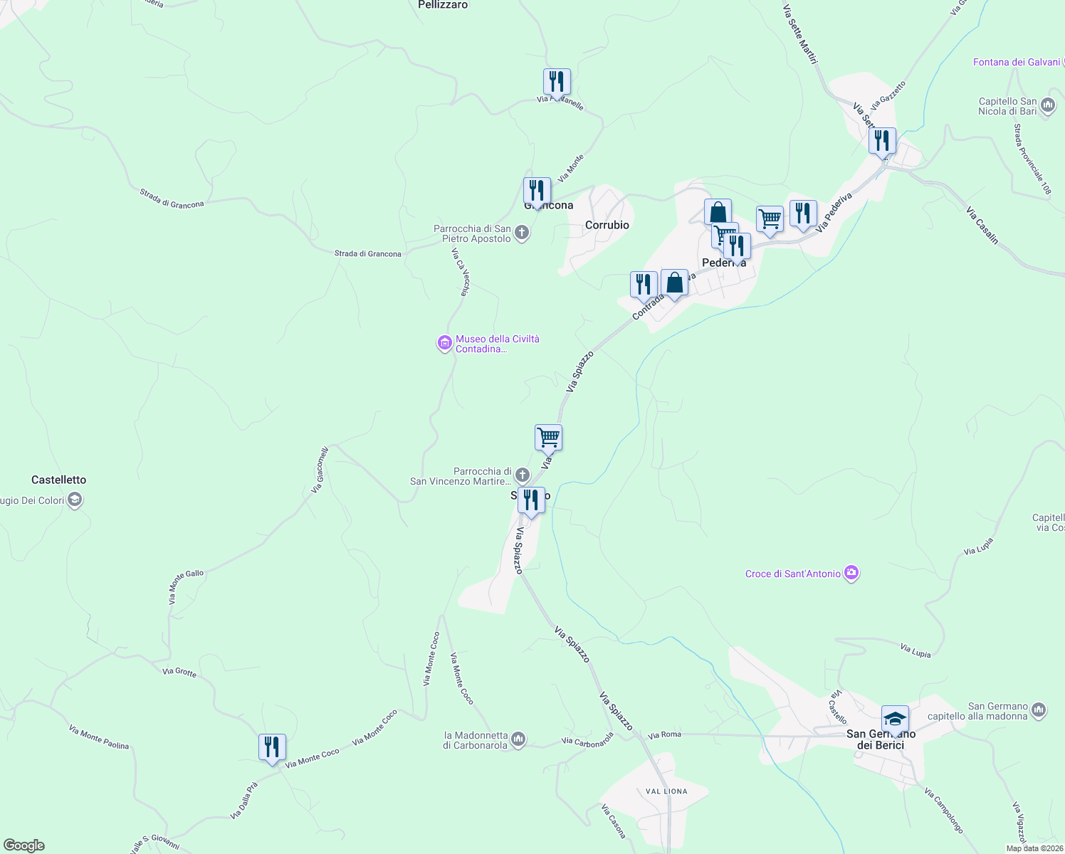 map of restaurants, bars, coffee shops, grocery stores, and more near 9 Via Casette in Spiazzo