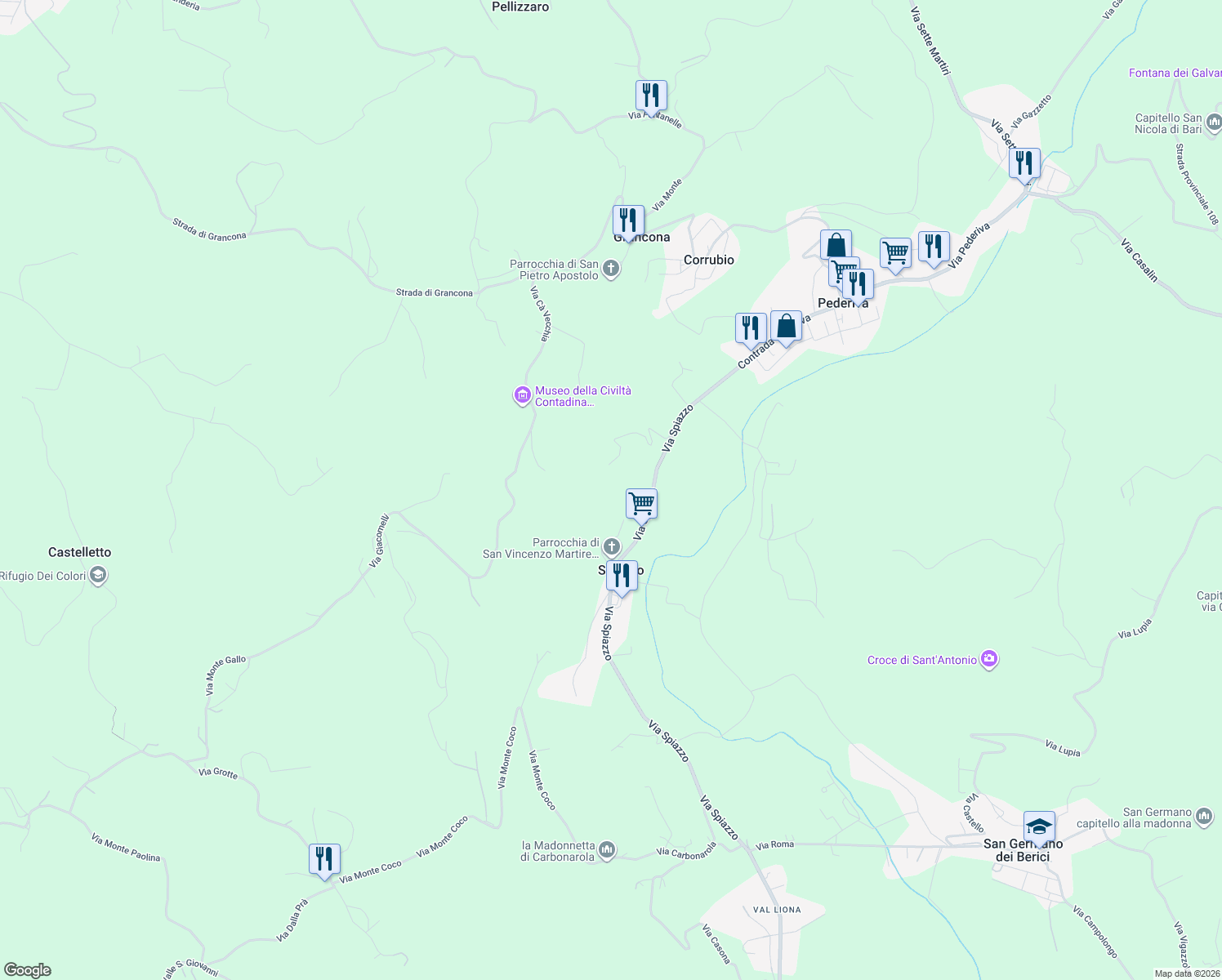 map of restaurants, bars, coffee shops, grocery stores, and more near 9 Via Casette in Spiazzo