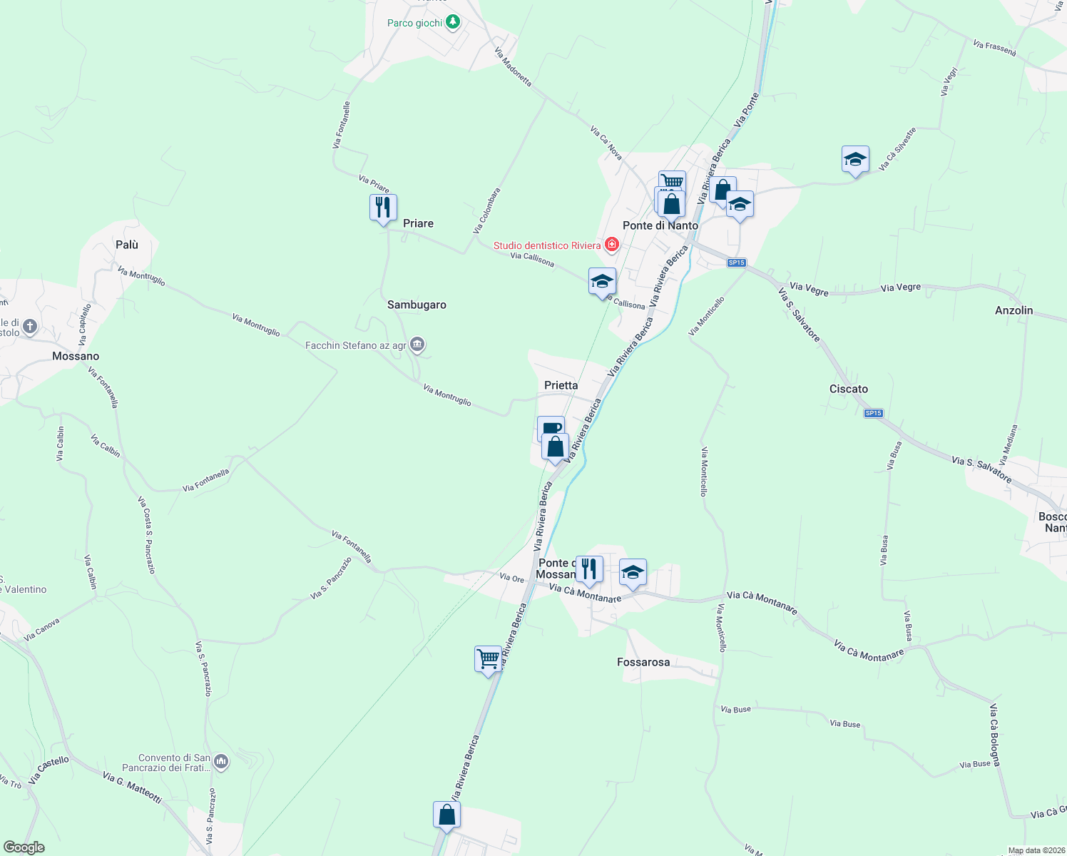 map of restaurants, bars, coffee shops, grocery stores, and more near 11 Via del Progresso in Provincia di Vicenza