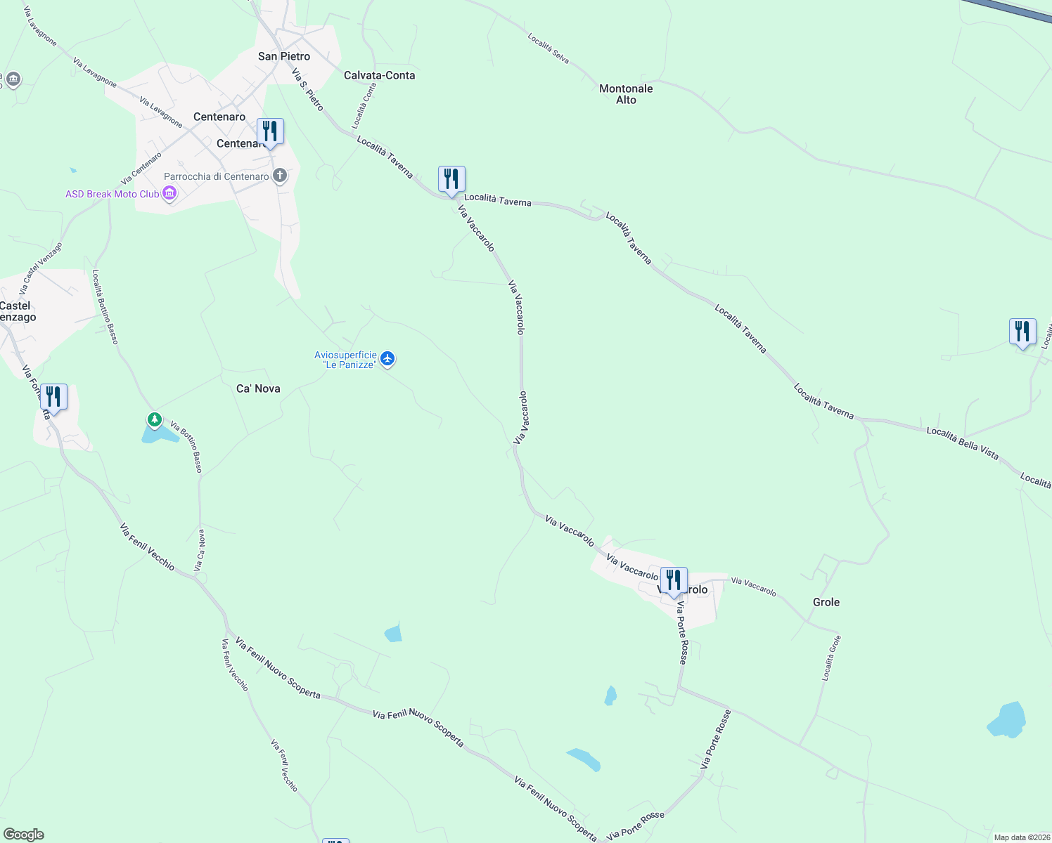 map of restaurants, bars, coffee shops, grocery stores, and more near 24 Via Vaccarolo in Provincia di Brescia