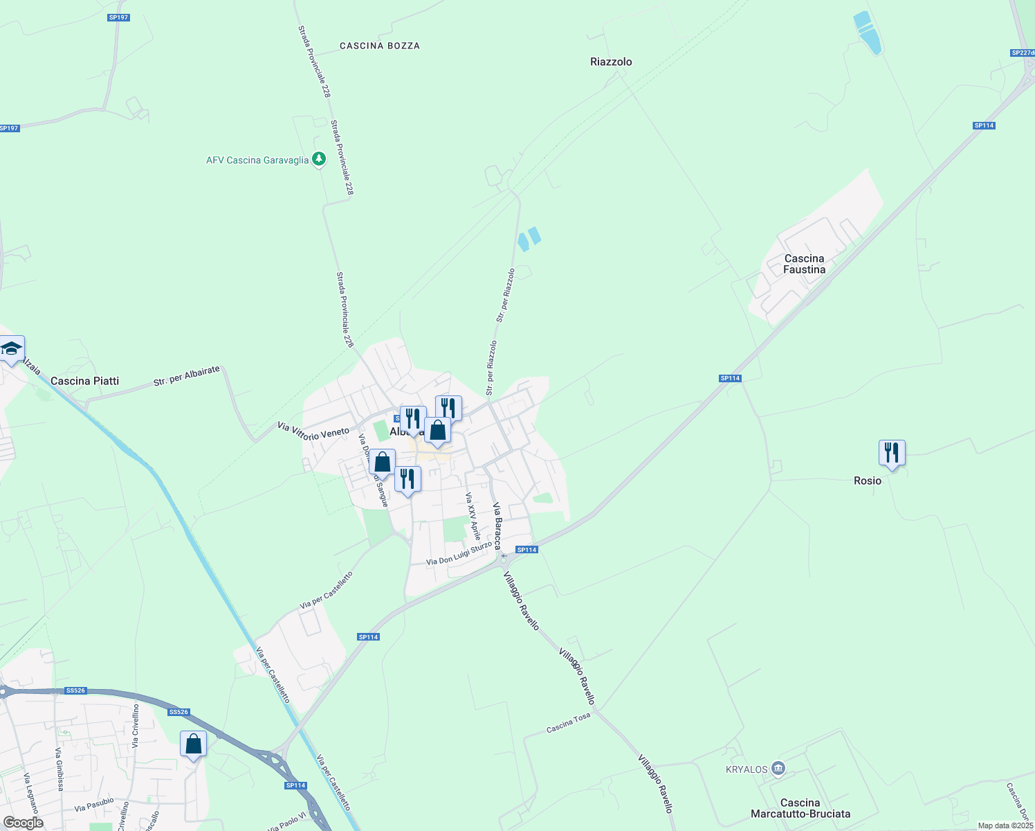 map of restaurants, bars, coffee shops, grocery stores, and more near in Metropolitan City of Milan