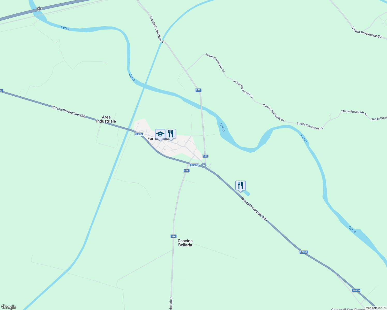 map of restaurants, bars, coffee shops, grocery stores, and more near 6B Via Roma in Provincia di Vercelli