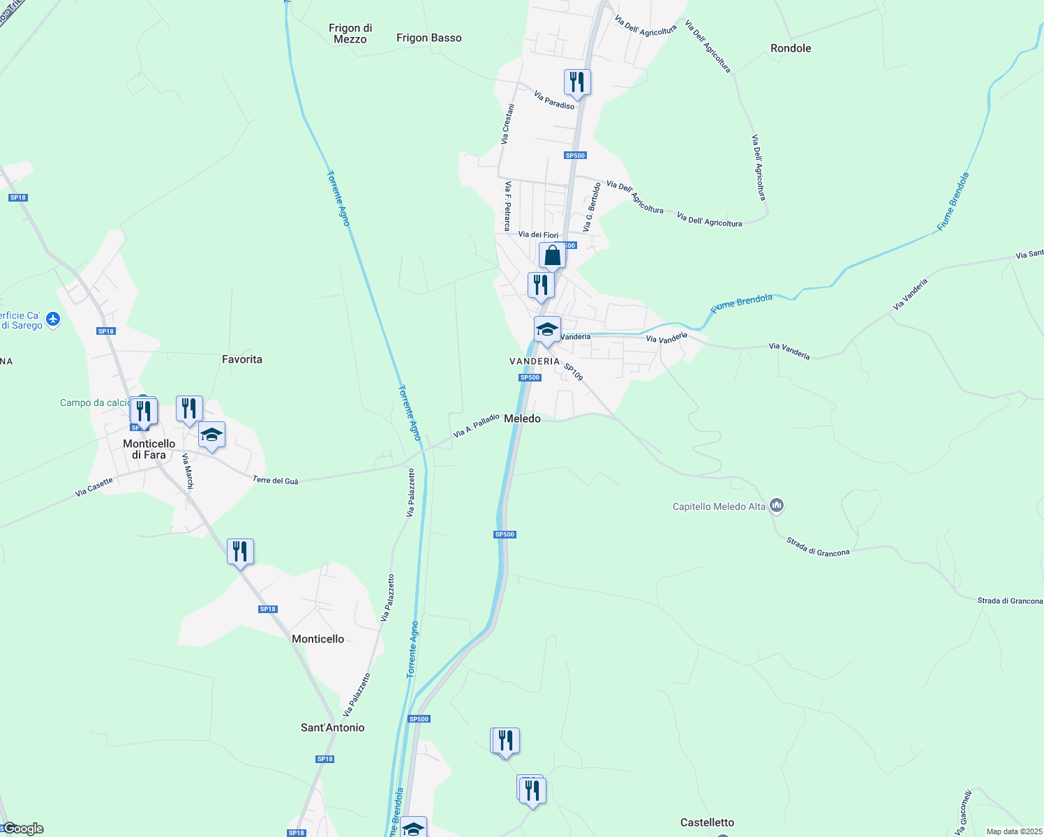 map of restaurants, bars, coffee shops, grocery stores, and more near in Meledo