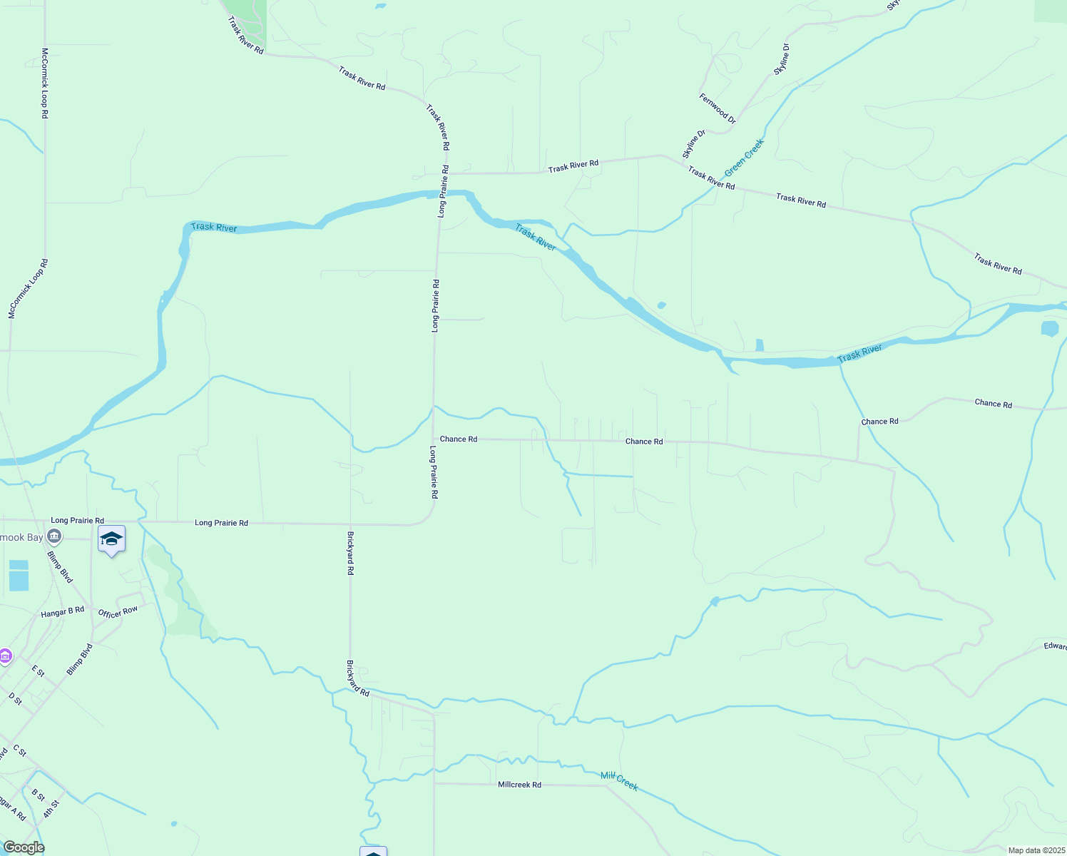 map of restaurants, bars, coffee shops, grocery stores, and more near 9130 Chance Road in Tillamook