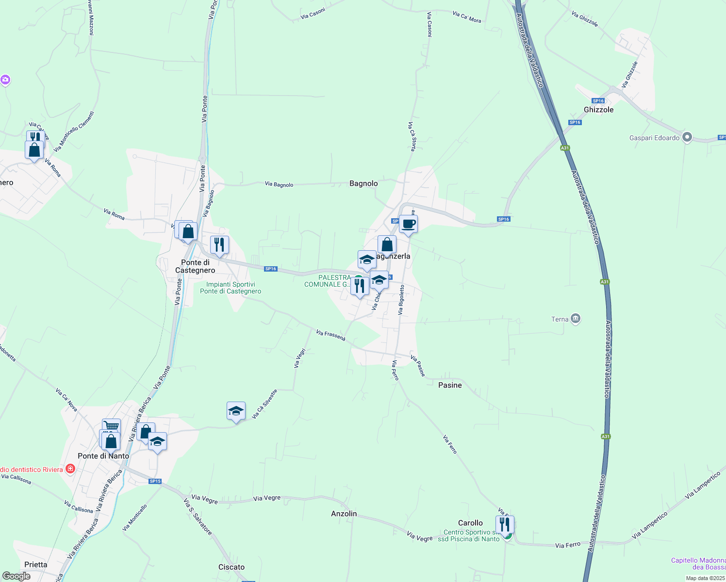 map of restaurants, bars, coffee shops, grocery stores, and more near 4 Via Piazza Villaganzerla in Villaganzerla