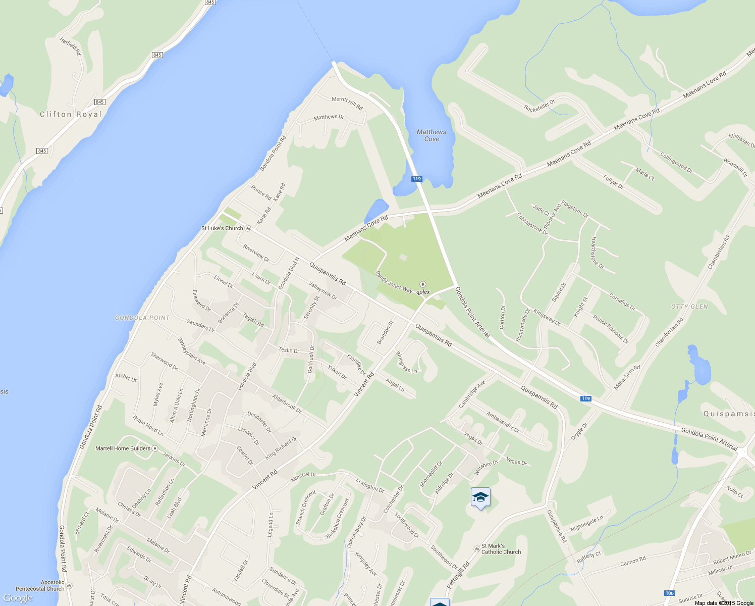 map of restaurants, bars, coffee shops, grocery stores, and more near 74 Quispamsis Road in Quispamsis