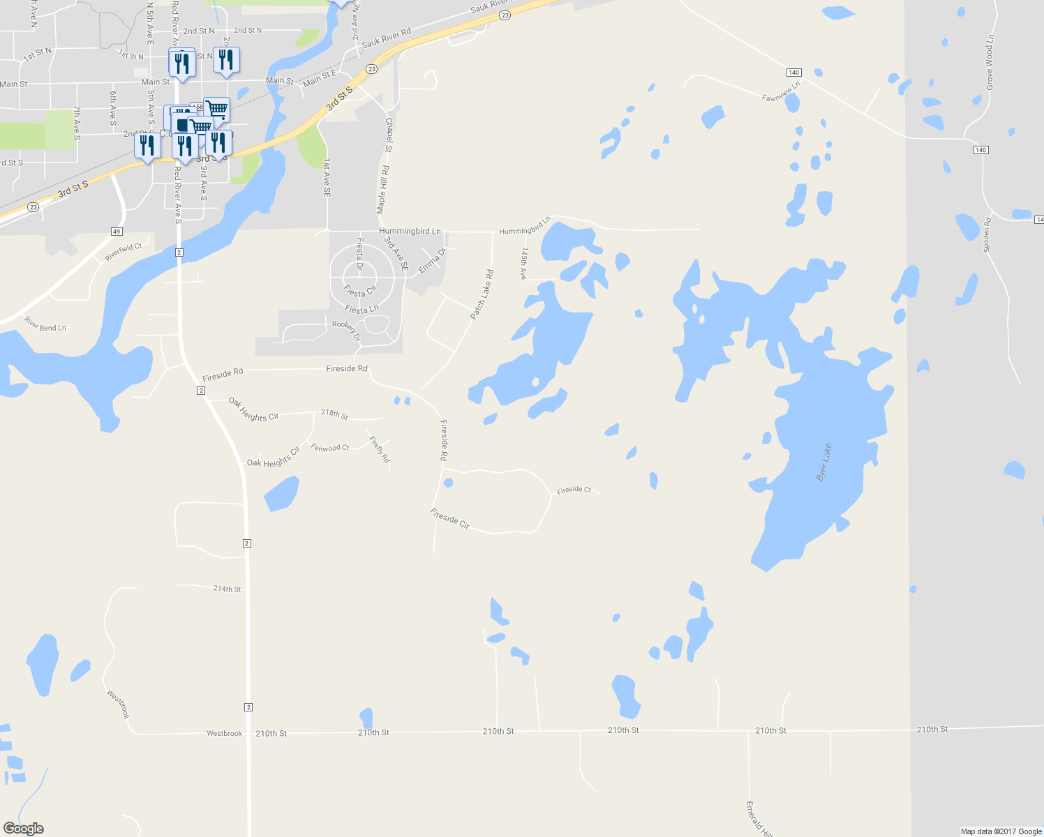 map of restaurants, bars, coffee shops, grocery stores, and more near 21992 Patch Lake Road in Cold Spring