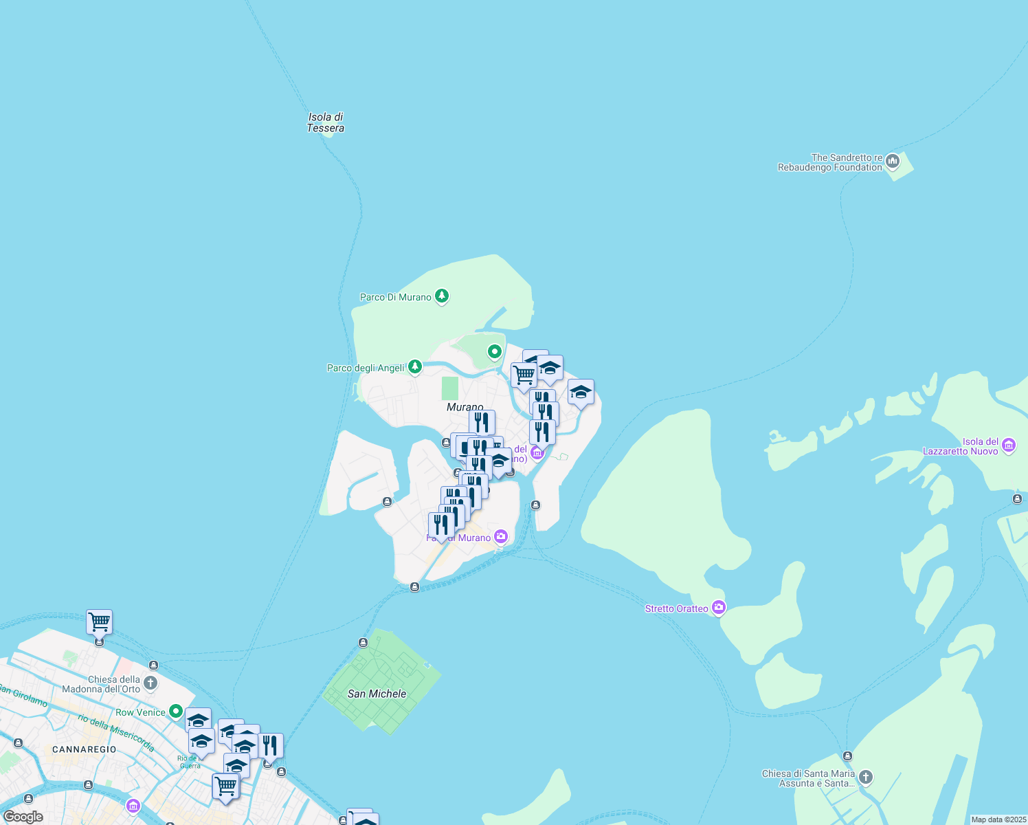 map of restaurants, bars, coffee shops, grocery stores, and more near 4 Calle de Mezo in Venezia