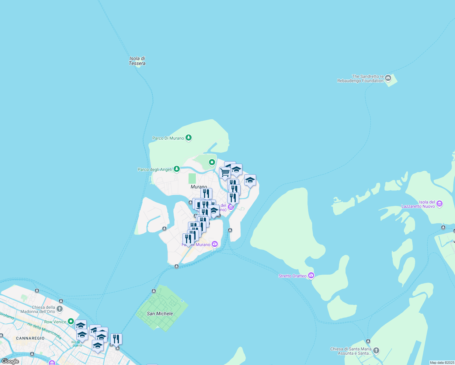 map of restaurants, bars, coffee shops, grocery stores, and more near 4 Calle de Mezo in Venezia