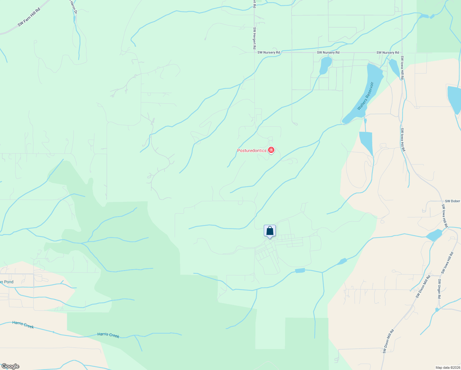 map of restaurants, bars, coffee shops, grocery stores, and more near Southwest Mountainside Drive in Washington County