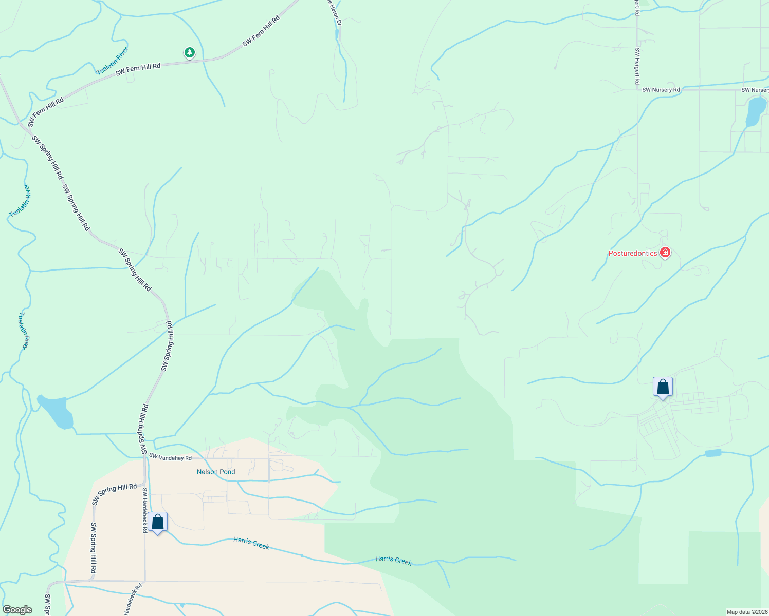 map of restaurants, bars, coffee shops, grocery stores, and more near 7777 Southwest Winters Road in Cornelius
