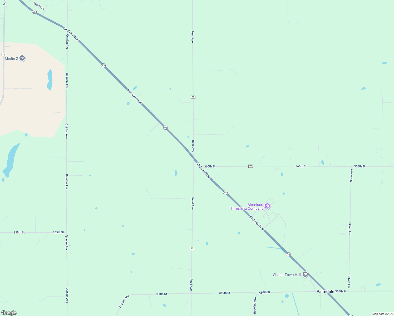 map of restaurants, bars, coffee shops, grocery stores, and more near 36105 Reed Avenue in Taylors Falls