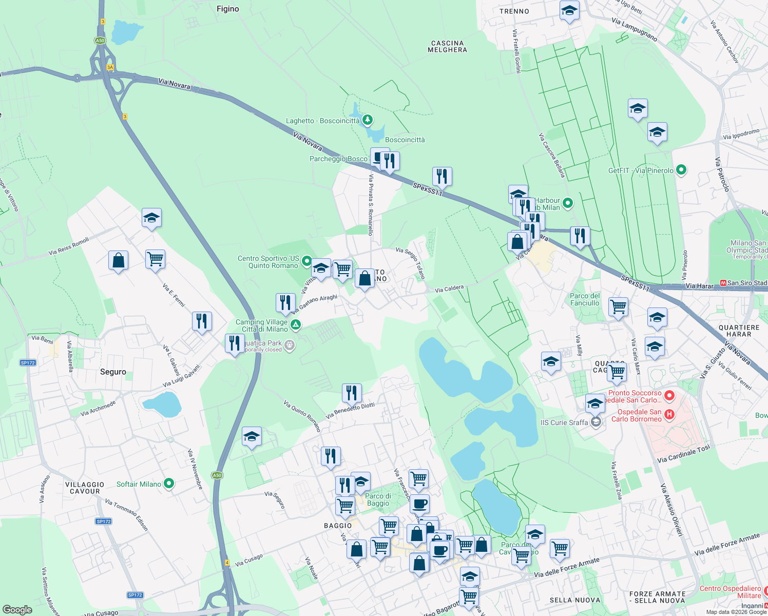 map of restaurants, bars, coffee shops, grocery stores, and more near 2-8 Via Giuseppe di Vittorio in Milan