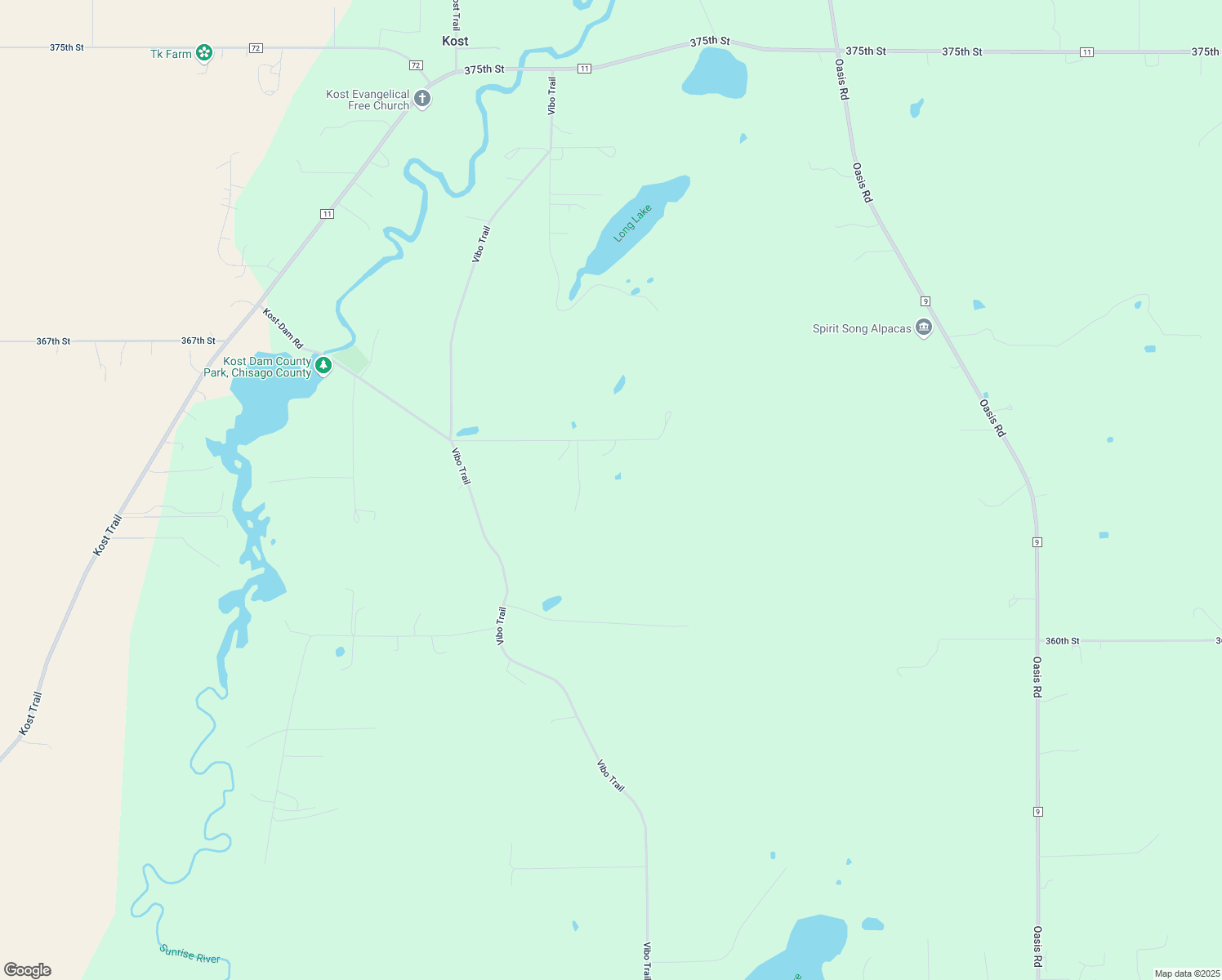 map of restaurants, bars, coffee shops, grocery stores, and more near 12219 Kost-Dam Road in North Branch