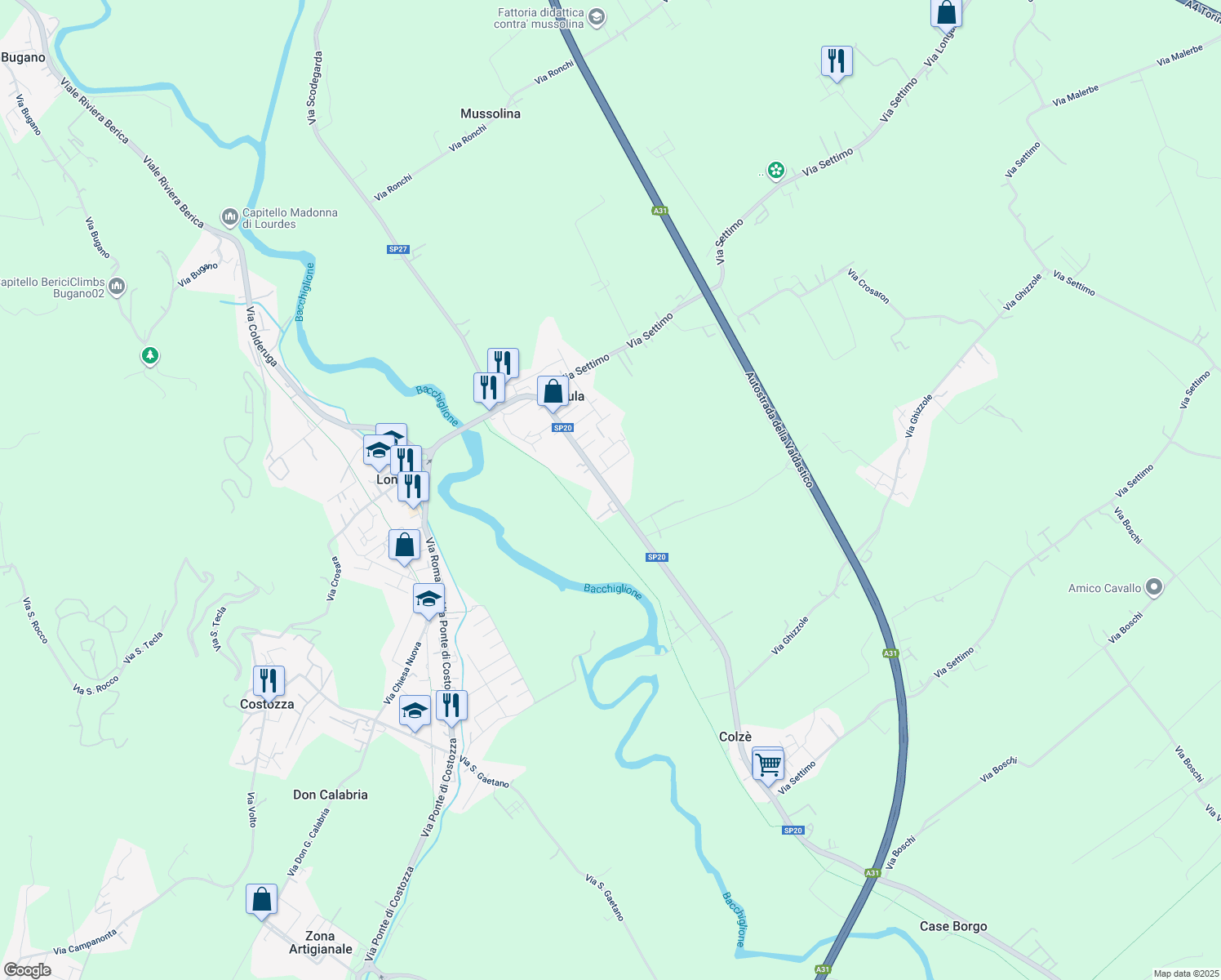 map of restaurants, bars, coffee shops, grocery stores, and more near 82 Via Secula in Secula