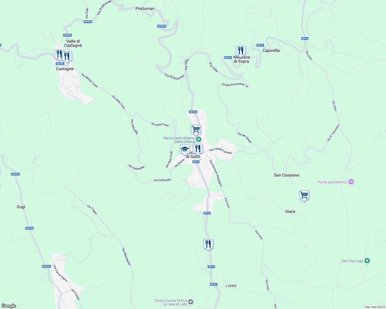 map of restaurants, bars, coffee shops, grocery stores, and more near 9 Strada Provinciale 16 in Mezzane di Sotto