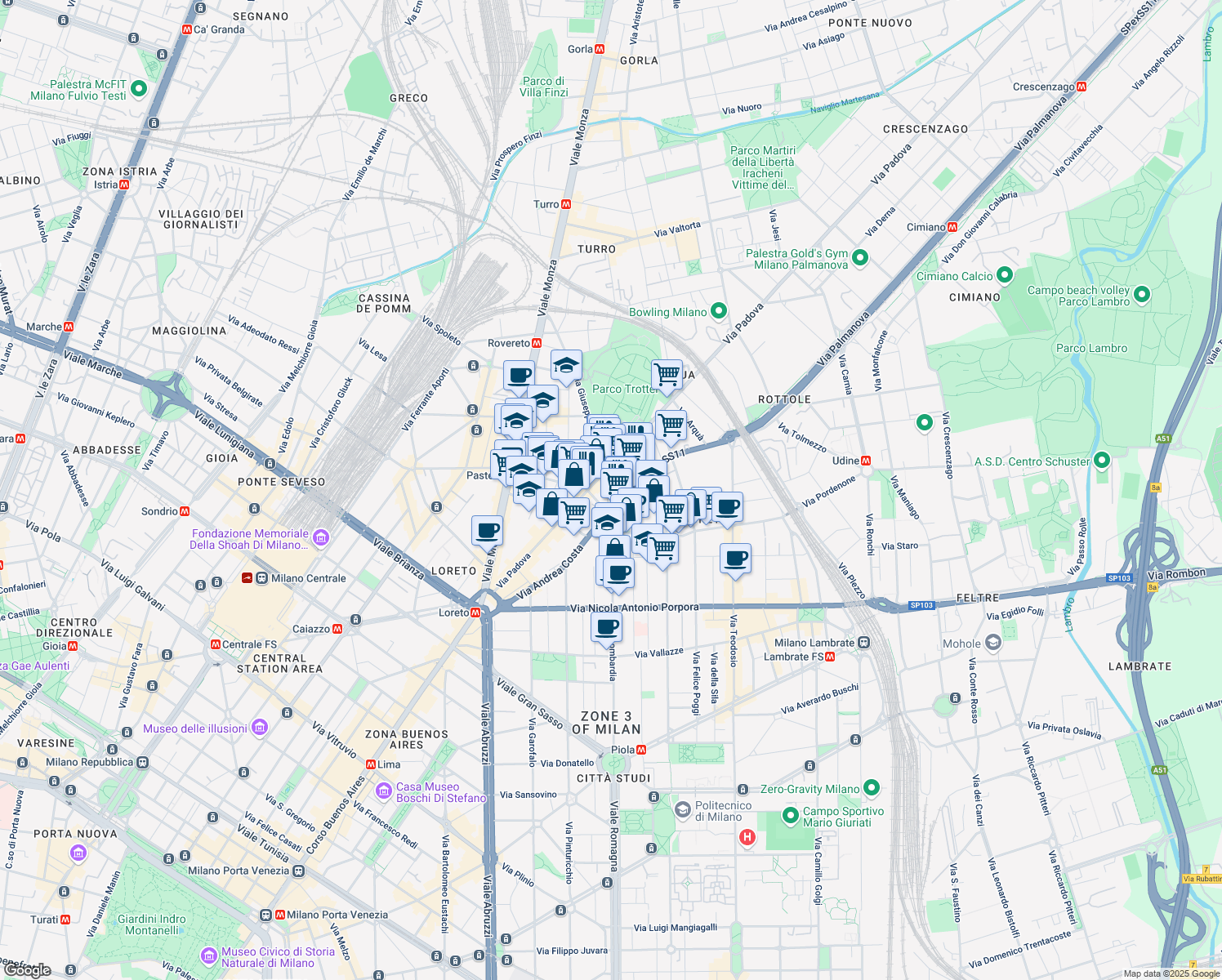 map of restaurants, bars, coffee shops, grocery stores, and more near 2 Via Francesco Predabissi in Milan