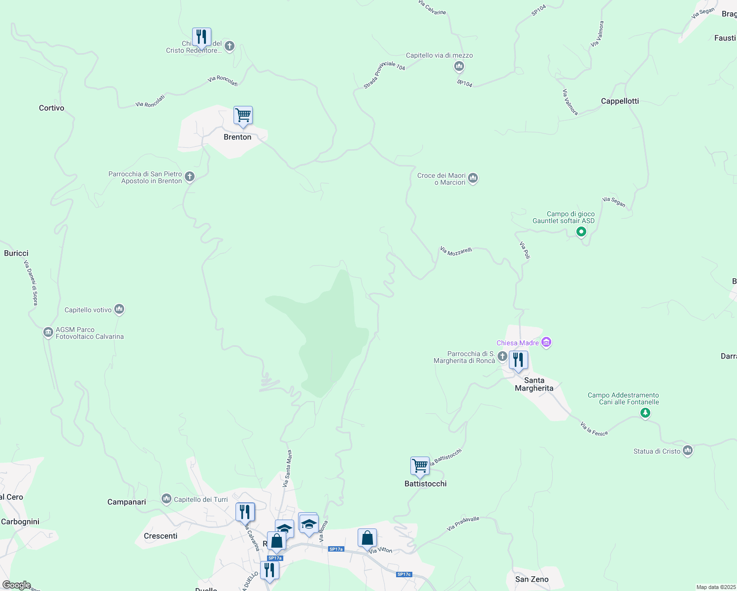 map of restaurants, bars, coffee shops, grocery stores, and more near 2 Via Moretti in Provincia di Verona