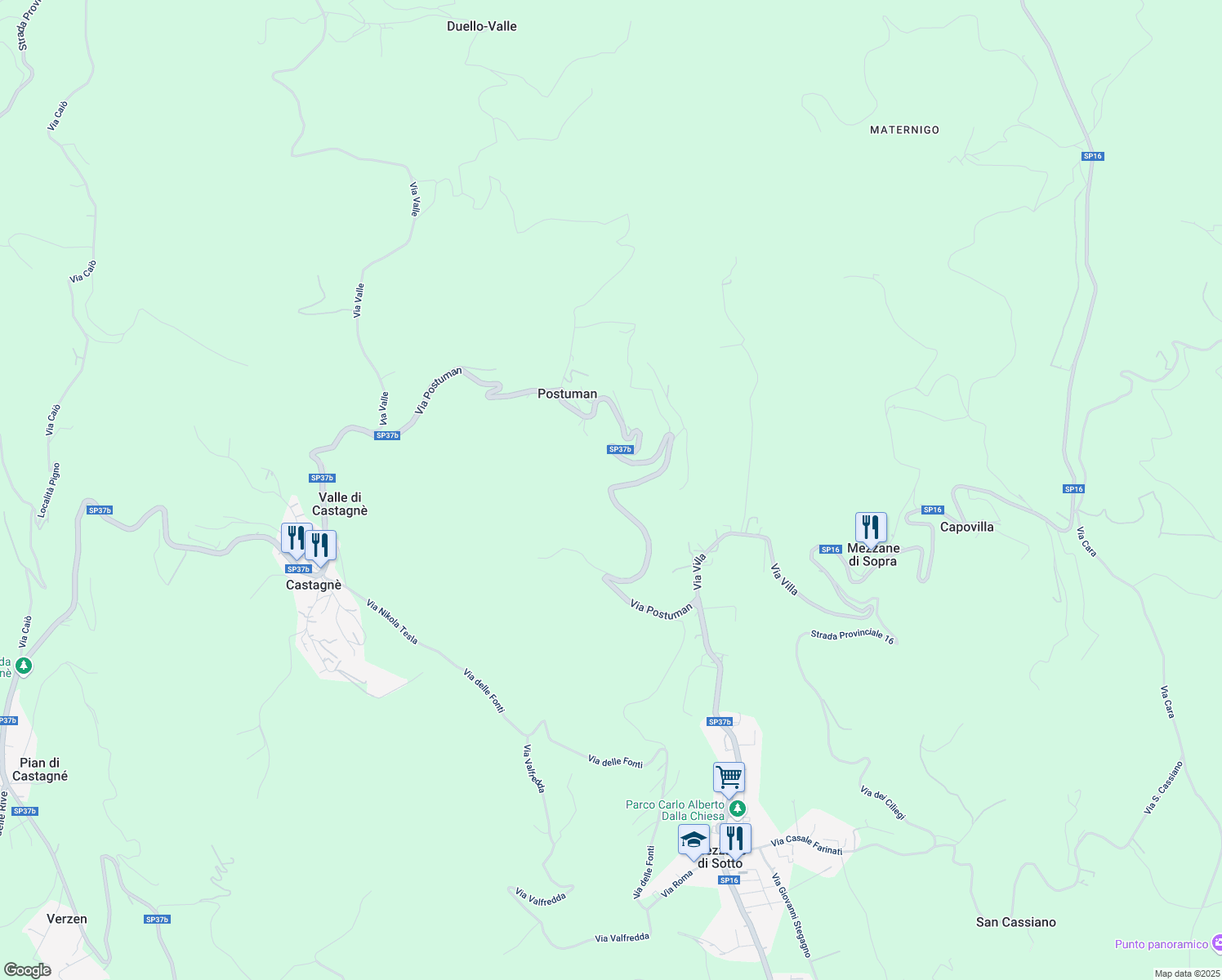 map of restaurants, bars, coffee shops, grocery stores, and more near 3 Via Postuman in Provincia di Verona