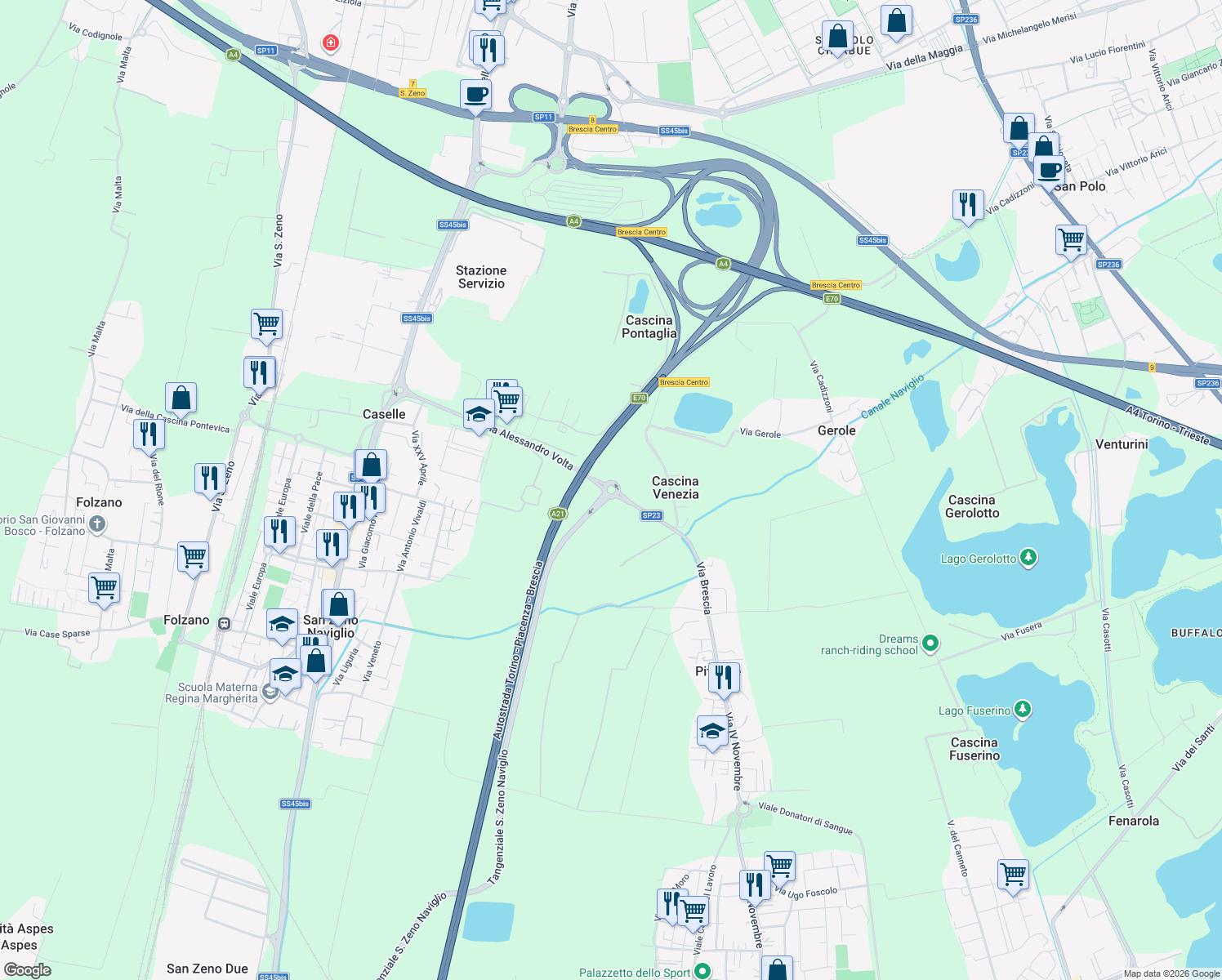 map of restaurants, bars, coffee shops, grocery stores, and more near in Province of Brescia