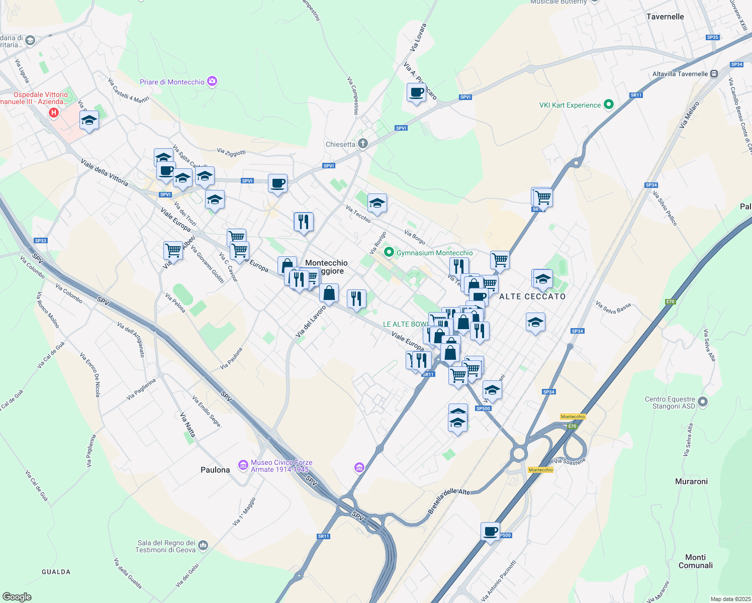 map of restaurants, bars, coffee shops, grocery stores, and more near 64/1 Via Madonnetta in Montecchio Maggiore-Alte Ceccato