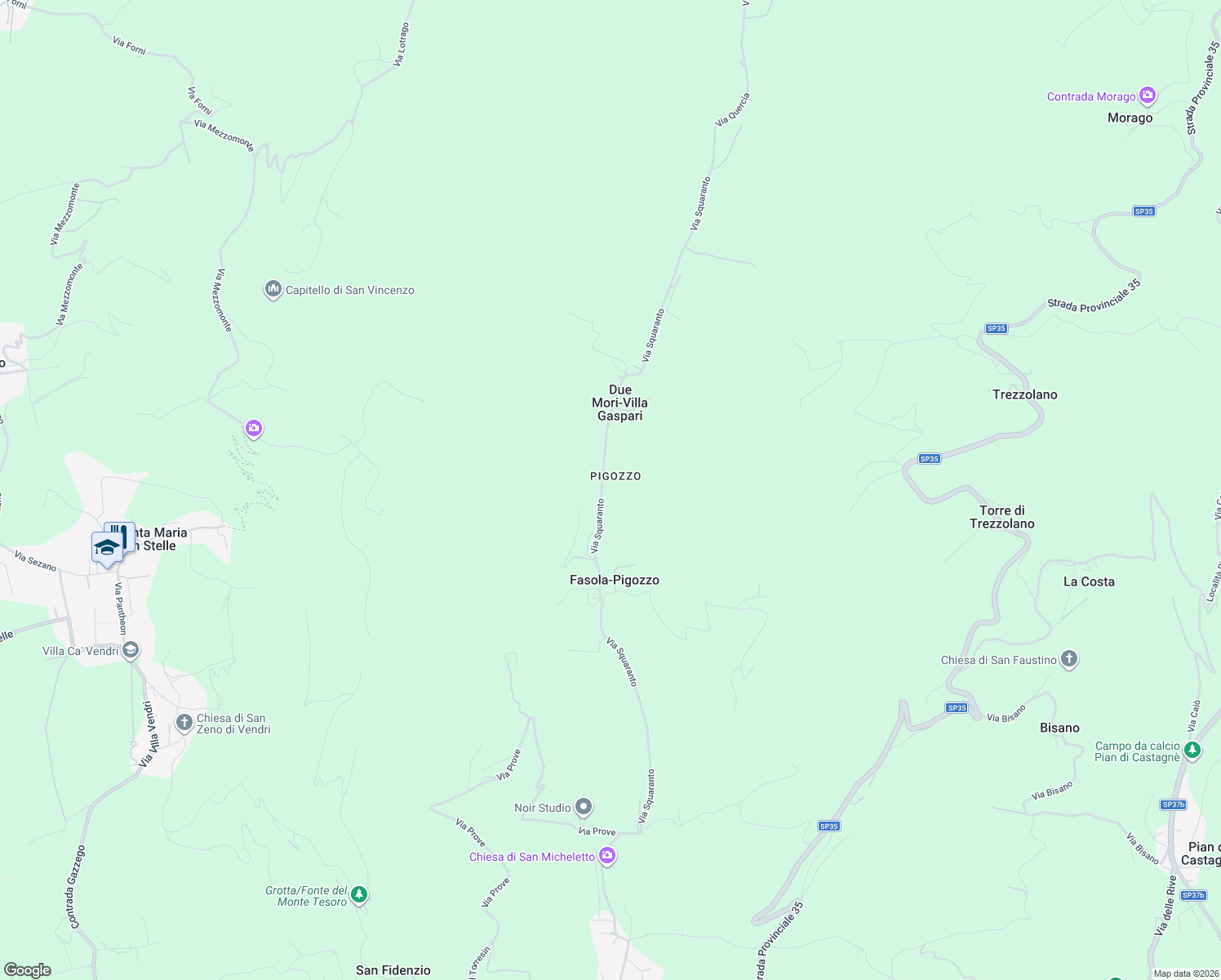 map of restaurants, bars, coffee shops, grocery stores, and more near 6 Via Squaranto in Provincia di Verona