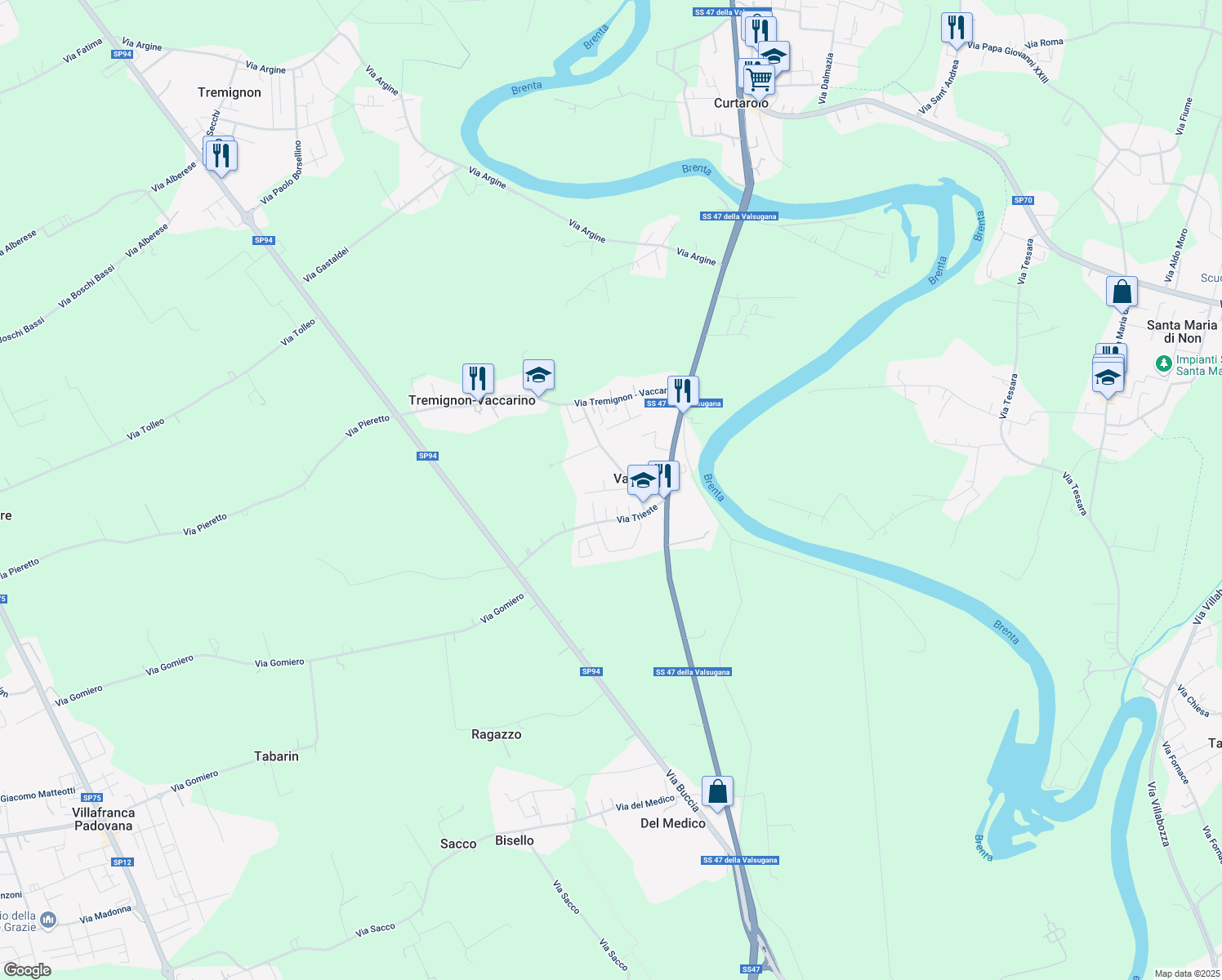map of restaurants, bars, coffee shops, grocery stores, and more near 21 Via San Gaetano in Vaccarino
