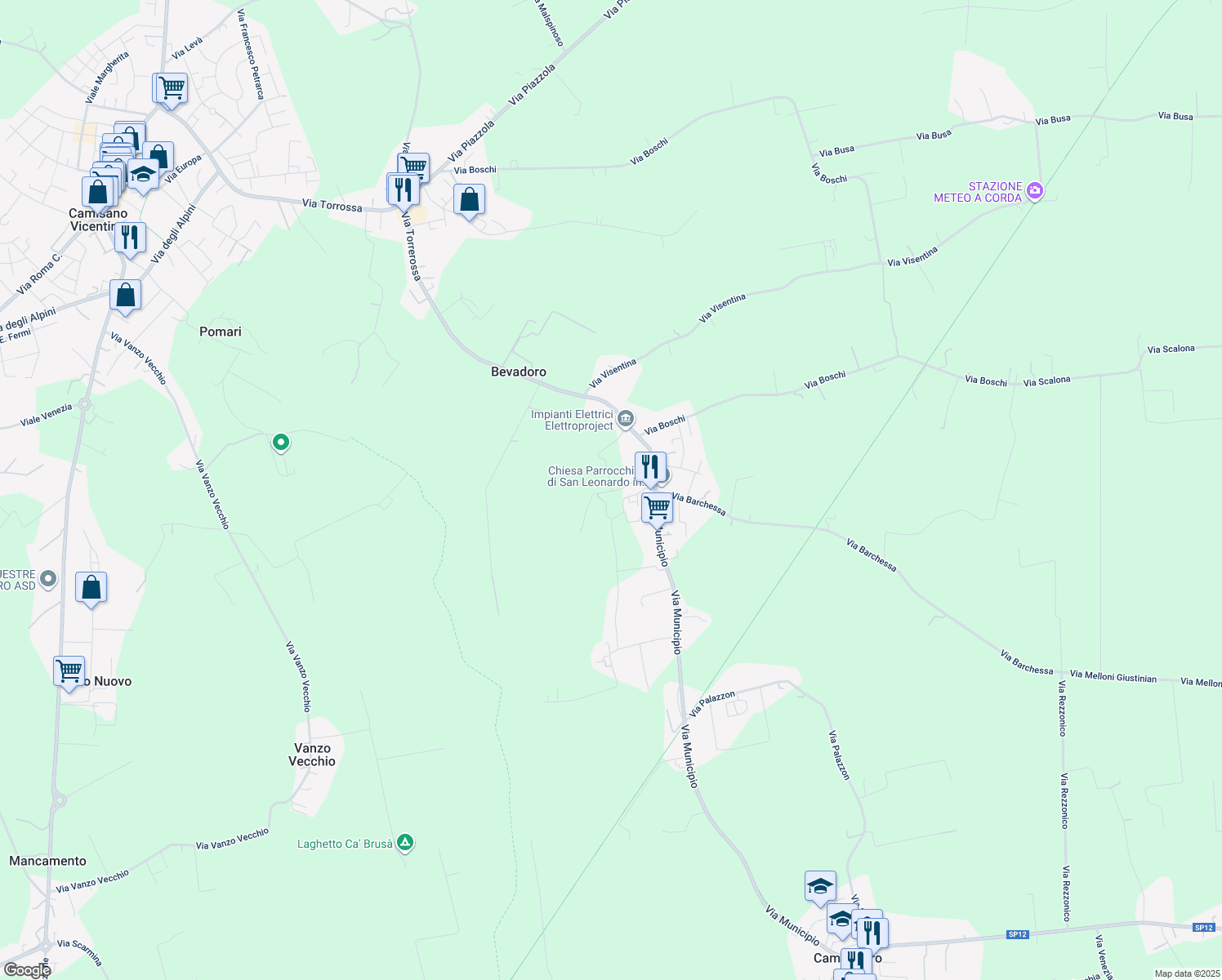 map of restaurants, bars, coffee shops, grocery stores, and more near 7 Via Cimitero in Bevadoro