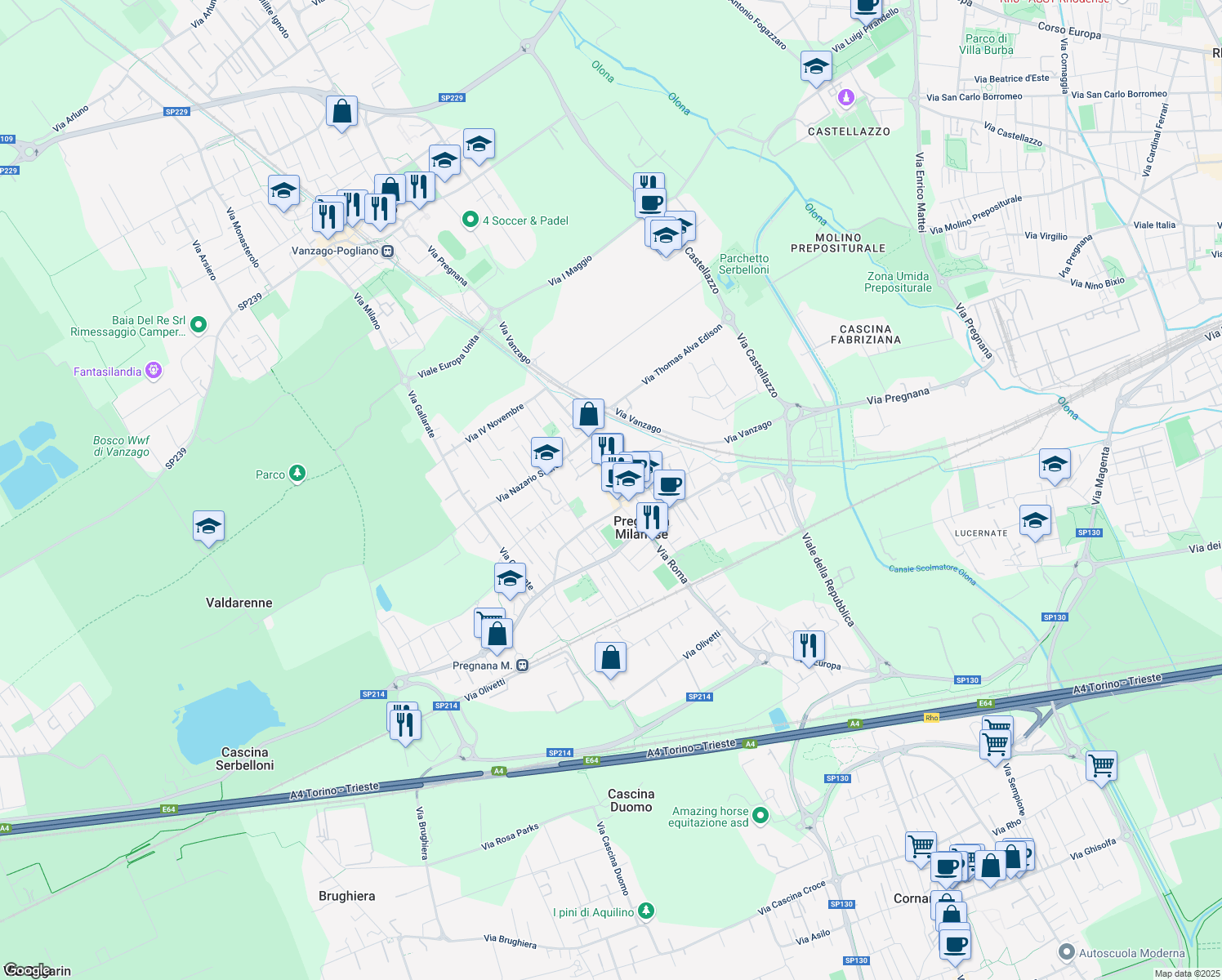 map of restaurants, bars, coffee shops, grocery stores, and more near in Province of Milan