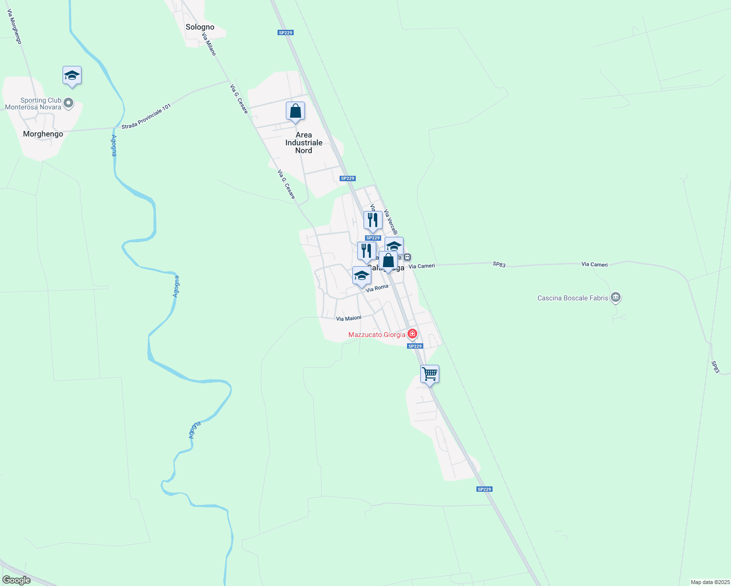 map of restaurants, bars, coffee shops, grocery stores, and more near 4 Via Guglielmo Marconi in Caltignaga