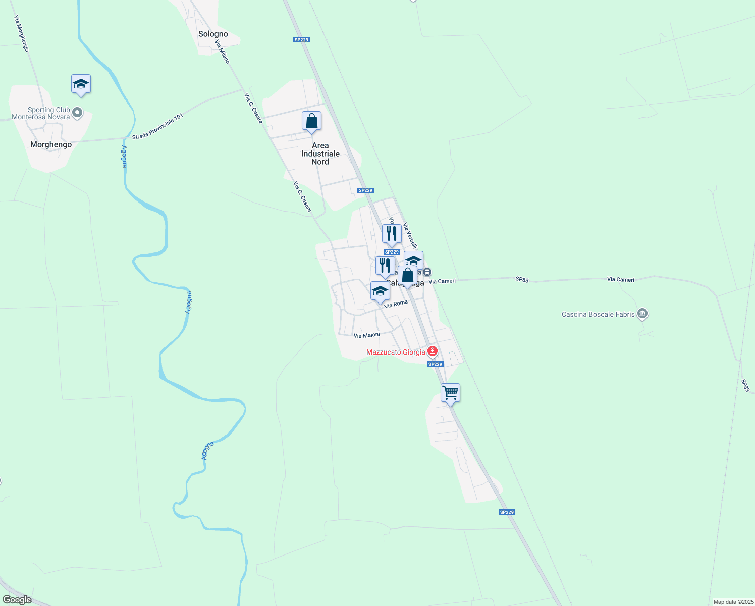 map of restaurants, bars, coffee shops, grocery stores, and more near 4 Via Guglielmo Marconi in Caltignaga