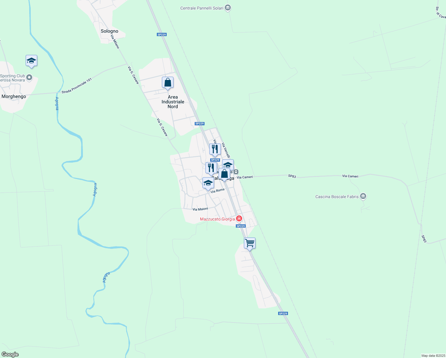 map of restaurants, bars, coffee shops, grocery stores, and more near 35B Via Risorgimento in Caltignaga