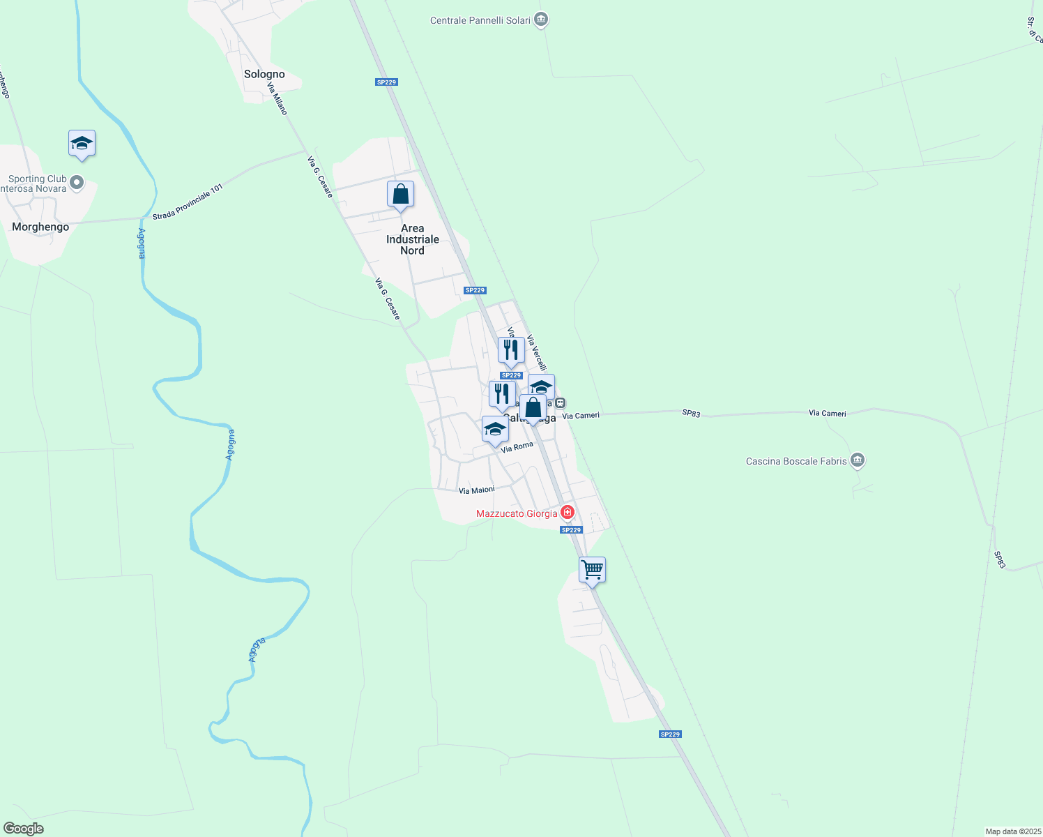 map of restaurants, bars, coffee shops, grocery stores, and more near 35B Via Risorgimento in Caltignaga