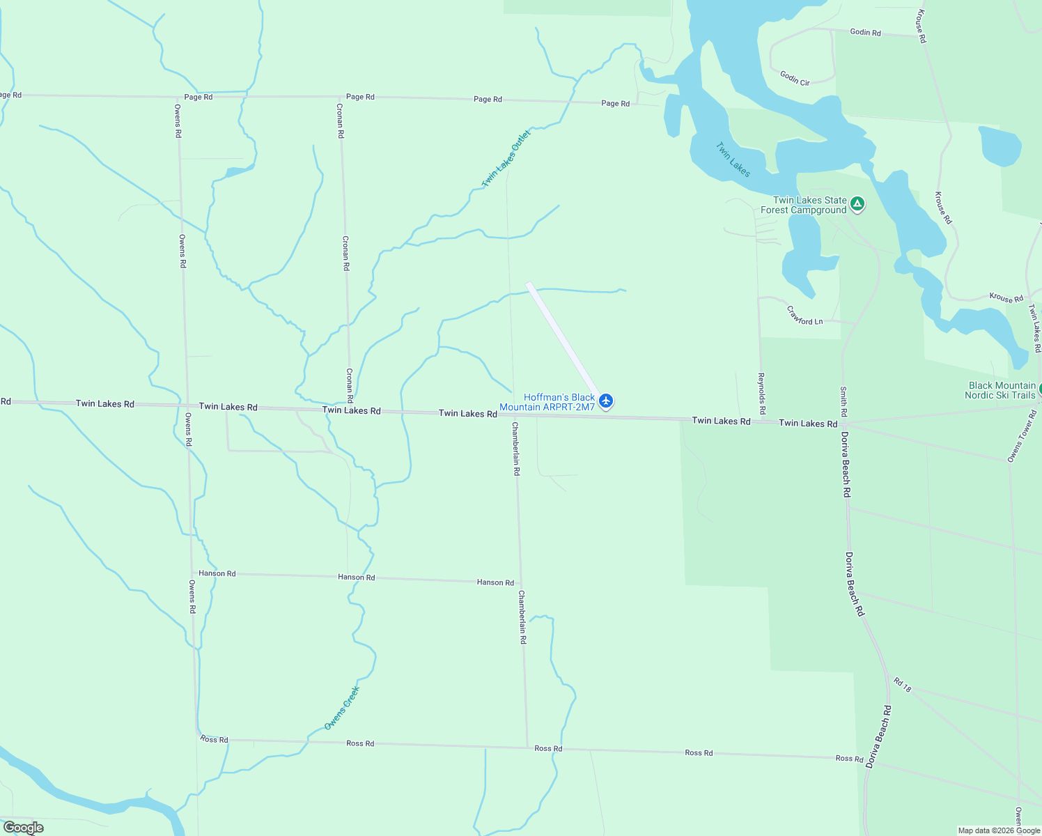 map of restaurants, bars, coffee shops, grocery stores, and more near 9016 Twin Lakes Road in Cheboygan
