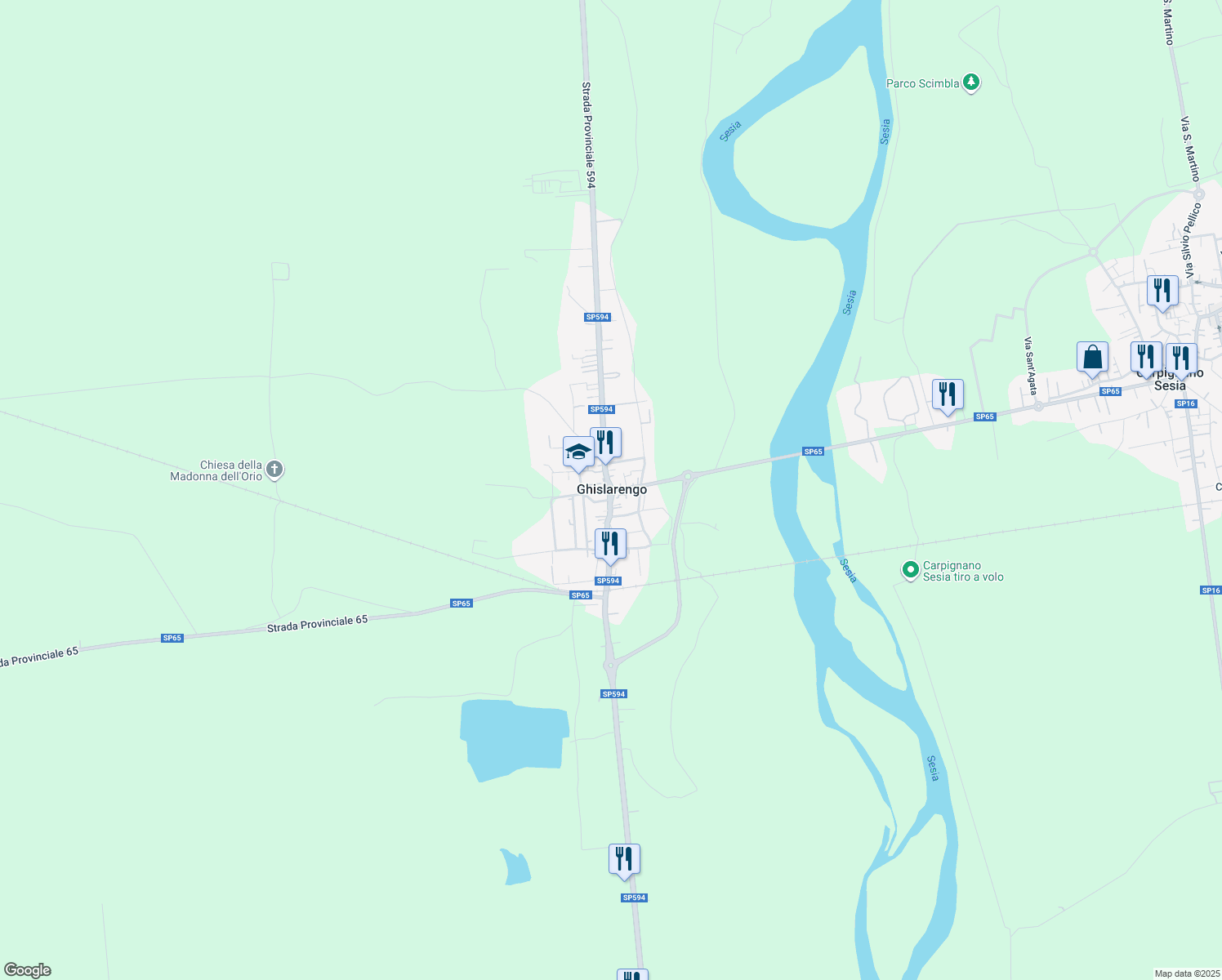 map of restaurants, bars, coffee shops, grocery stores, and more near 5 Via Gaudenzio Ferrari in Ghislarengo
