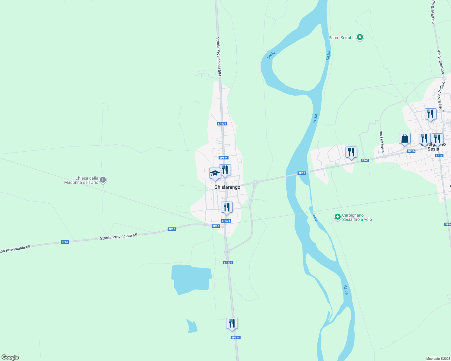 map of restaurants, bars, coffee shops, grocery stores, and more near 5 Via Gaudenzio Ferrari in Ghislarengo