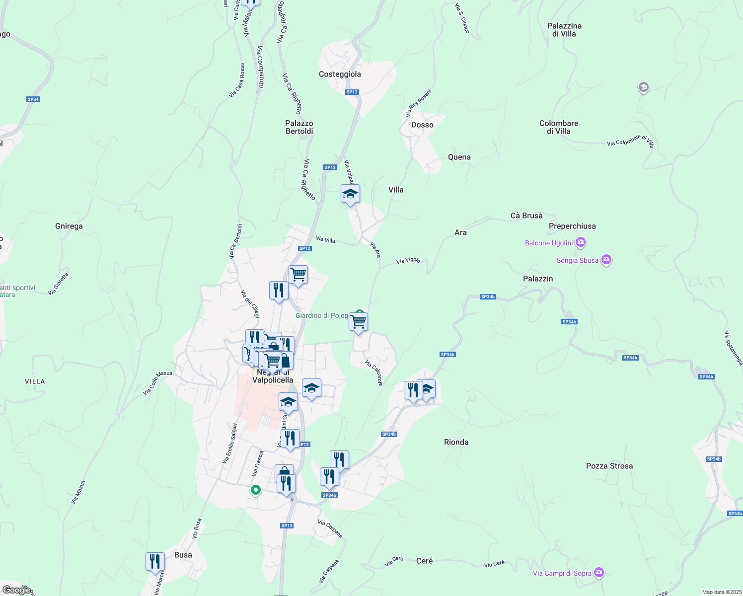 map of restaurants, bars, coffee shops, grocery stores, and more near 15 Via Poiega in Negrar di Valpolicella