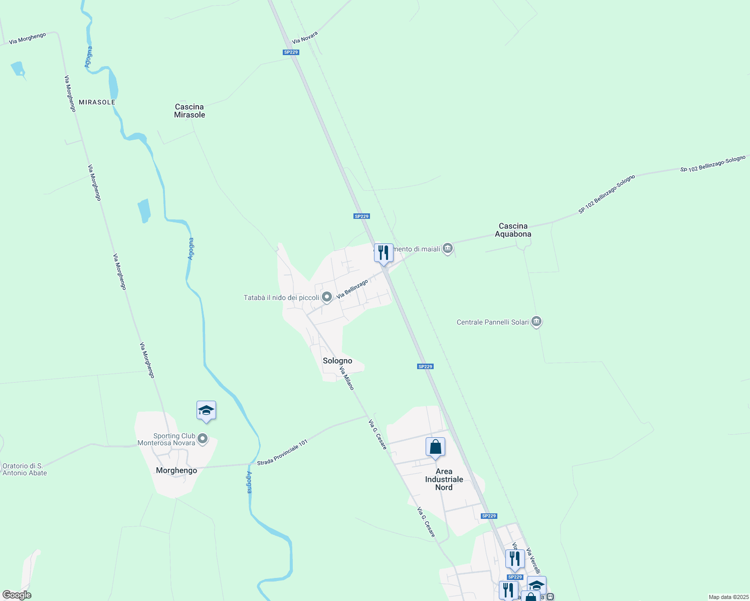 map of restaurants, bars, coffee shops, grocery stores, and more near 6 Via Ticino in Sologno