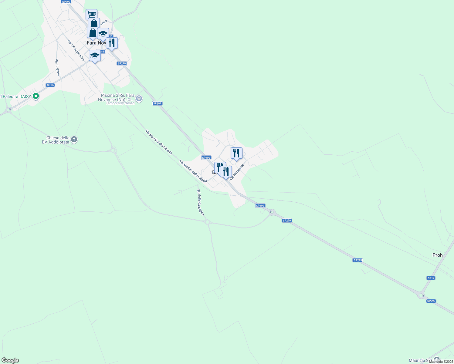 map of restaurants, bars, coffee shops, grocery stores, and more near 20 Via Provinciale in Briona