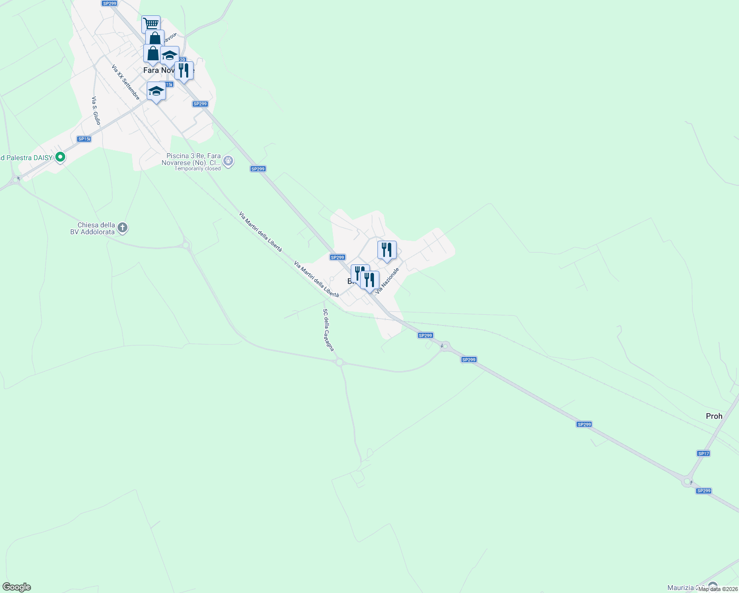 map of restaurants, bars, coffee shops, grocery stores, and more near 20 Via Provinciale in Briona