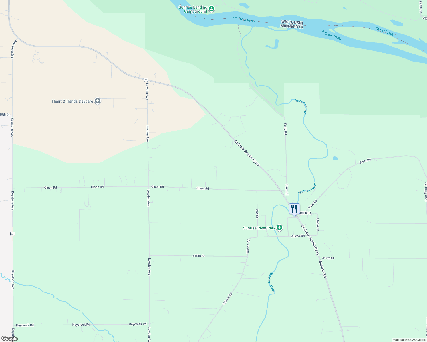 map of restaurants, bars, coffee shops, grocery stores, and more near 11794 Olson Road in Harris