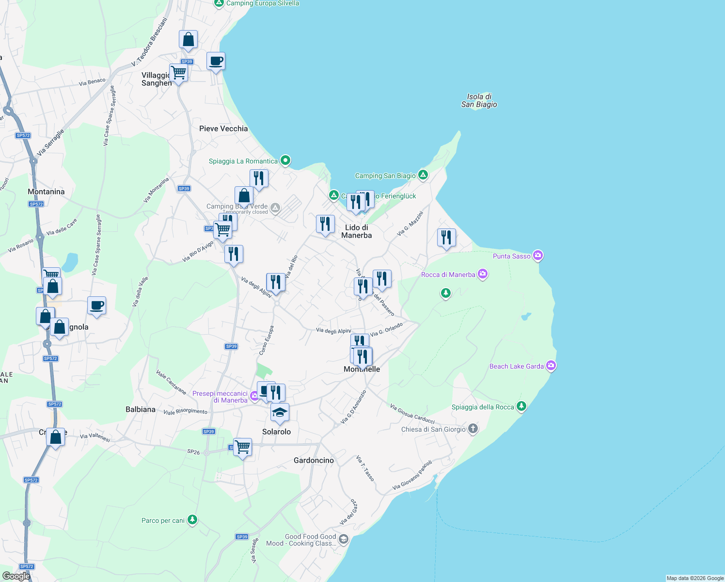 map of restaurants, bars, coffee shops, grocery stores, and more near 22 Via del Passero in Solarolo