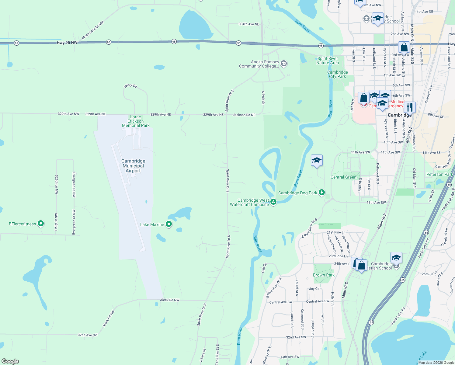 map of restaurants, bars, coffee shops, grocery stores, and more near 32536 Jackson Road Northeast in Cambridge