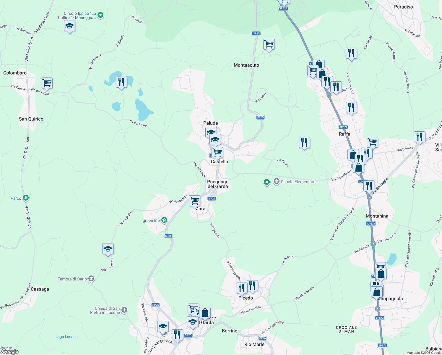 map of restaurants, bars, coffee shops, grocery stores, and more near 3 Via Indipendenza in Castello