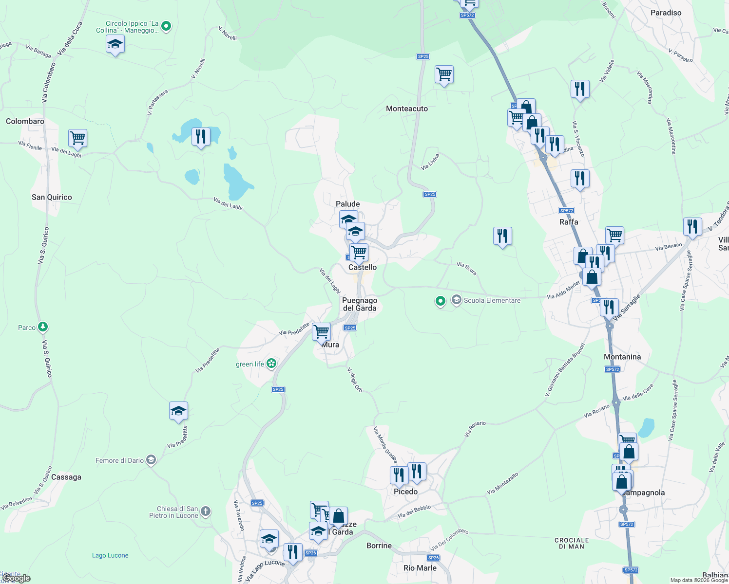 map of restaurants, bars, coffee shops, grocery stores, and more near 3 Via Indipendenza in Castello