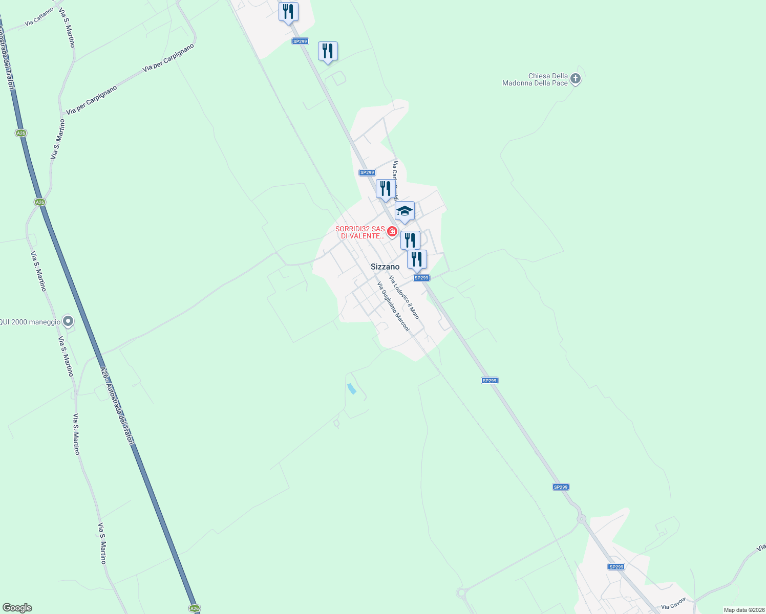 map of restaurants, bars, coffee shops, grocery stores, and more near 3 Via Benvenuto Zoppis in Sizzano