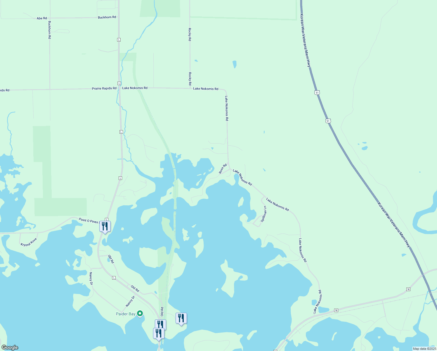 map of restaurants, bars, coffee shops, grocery stores, and more near 9627 Ross Road in Tomahawk